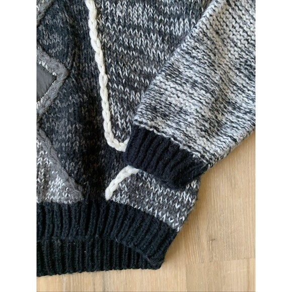 Vintage Wayne Scott Hand Knitted Pullover Sweater w/ Leather n Size XL EUC - Picture 5 of 12